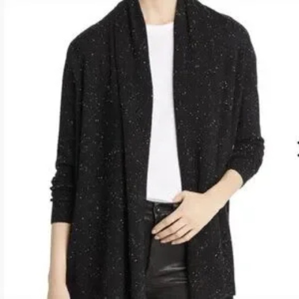 Aritzia Black Speckled Open Cardigan Wool Cashmere blend